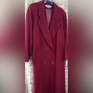 Stephanie Rogers 100% Wool Deep Burgundy Pea Coat